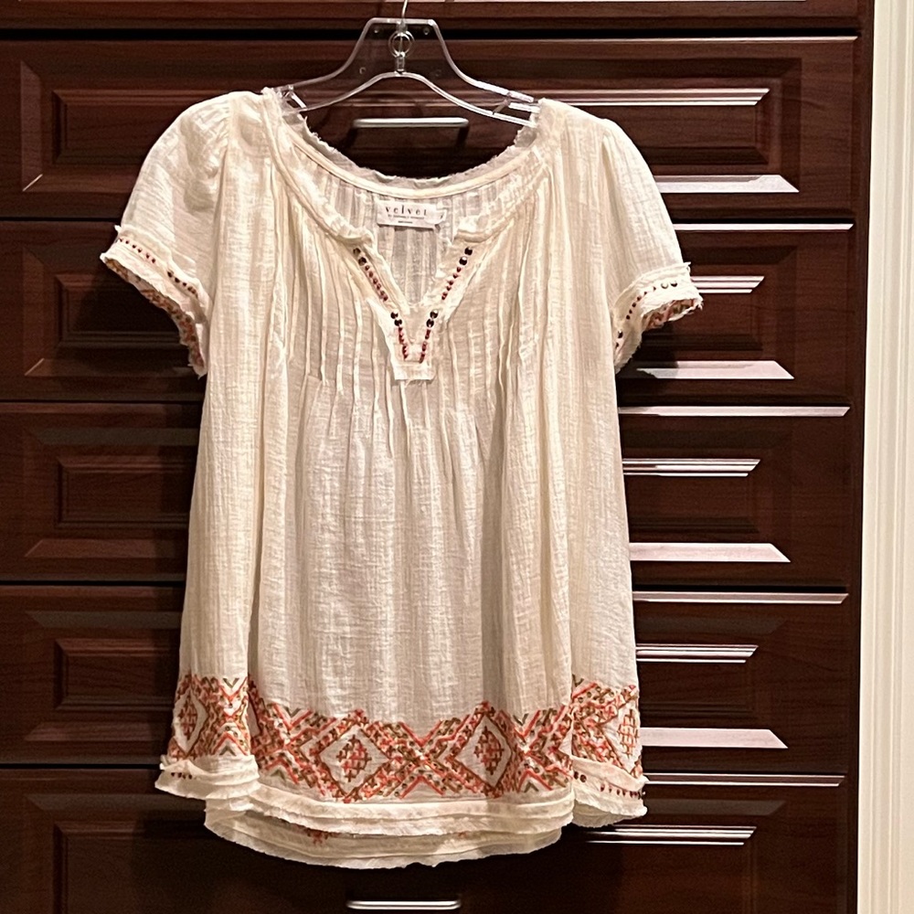 Velvet Peasant Blouse